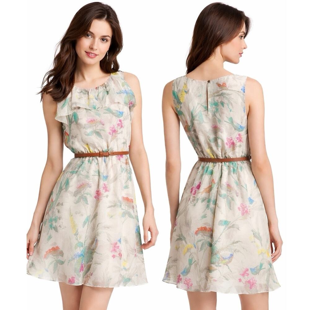 Ted Baker Bird Seedda Floral Cream Dress Size 3/6 Soft Romantic Luxury